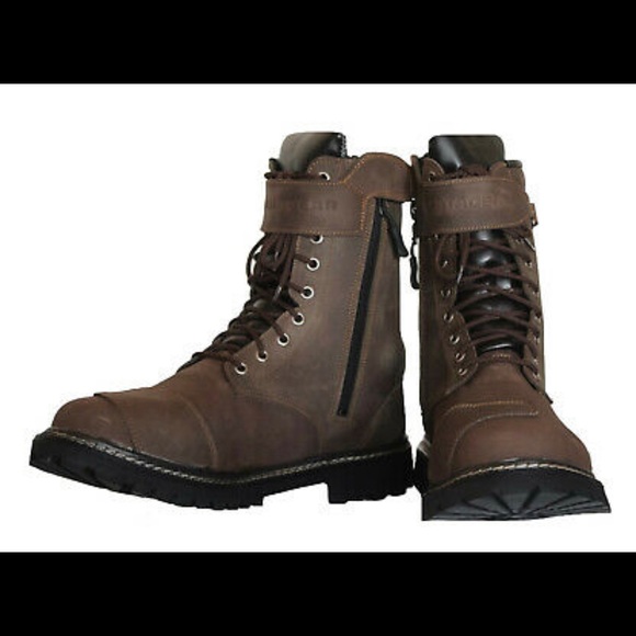 Men Military Motorcycle Biker Combat Riding Ankle Leather Boots - Picture 1 of 10